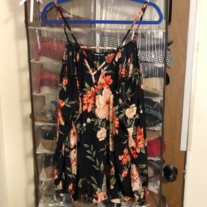 Spaghetti cold shoulder top with long cinch sleeve